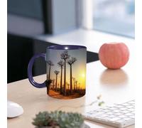 EMCLKS Mug en céramique, 330ml, tasse à thé, tasse cafe, tasse drole, cadeau drole, cadeau homme, mug cafe, Coucher de soleil, horizon tropical avec un grand arbre, paysages de Madagascar et d'Af