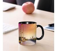 EMCLKS Mug en céramique, 330ml, tasse à thé, tasse cafe, tasse drole, cadeau drole, cadeau homme, mug cafe, Londres, Sunset View Bridge sur la Tamise, Grande Roue, London Eye, Big Ben, Westminste