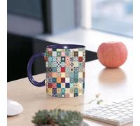 EMCLKS Mug en céramique, 330ml, tasse à thé, tasse cafe, tasse drole, cadeau drole, cadeau homme, mug cafe, Recueil de modèles de carreaux de céramique, compilation de carrés de carreaux de céram