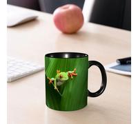 EMCLKS Mug en céramique, 330ml, tasse à thé, tasse cafe, tasse drole, cadeau drole, cadeau homme, mug cafe, rainette sauvage allongée sur une végétation inconnue