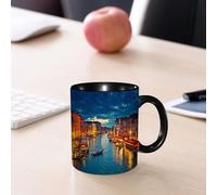 EMCLKS Mug en céramique, 330ml, tasse à thé, tasse cafe, tasse drole, cadeau drole, cadeau homme, mug cafe, Venise Deor, scènes de la plage de la ville de Venise, architecture nocturne de l'Itali