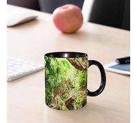 EMCLKS Mug en céramique, 330ml, tasse à thé, tasse cafe, tasse drole, cadeau drole, cadeau homme, mug cafe, Ensemble safari, léopard sur une branche dans une savane exotique, macro, jungle tropic