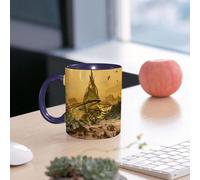 EMCLKS Mug en céramique, 330ml, tasse à thé, tasse cafe, tasse drole, cadeau drole, cadeau homme, mug cafe, Os de dragon et bêtes géantes squelettiques sous le dôme de brume jaune, fantastique