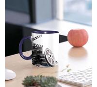 EMCLKS Mug en céramique, 330ml, tasse à thé, tasse cafe, tasse drole, cadeau drole, cadeau homme, mug cafe, Accessoires classiques du film : le tableau du superviseur du scénario et les bobines d