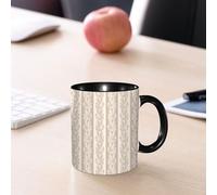 EMCLKS Mug en céramique, 330ml, tasse à thé, tasse cafe, tasse drole, cadeau drole, cadeau homme, mug cafe, Ivoire, tourbillons victoriens à rayures, style baroque, Renaissance