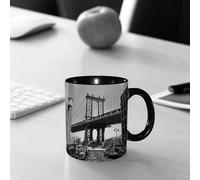 EMCLKS Mug en céramique, 330ml, tasse à thé, tasse cafe, tasse drole, cadeau drole, cadeau homme, mug cafe, Paysage, Brooklyn, New York, États-Unis. Bridge Street, monument emblématique, avec voi