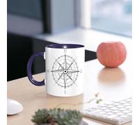 EMCLKS Mug en céramique, 330ml, tasse à thé, tasse cafe, tasse drole, cadeau drole, cadeau homme, mug cafe, Boussole, rose des vents dessinée à la main, instructions pour le nord, le sud, l'est e