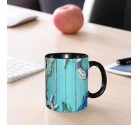 EMCLKS Mug en céramique, 330ml, tasse à thé, tasse cafe, tasse drole, cadeau drole, cadeau homme, mug cafe, Concept nautique vu de dessus, avec des objets évoquant le mode de vie marin. Effet vin