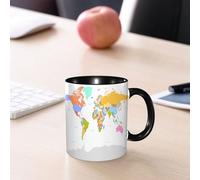 EMCLKS Mug en céramique, 330ml, tasse à thé, tasse cafe, tasse drole, cadeau drole, cadeau homme, mug cafe, Carte politique du monde très détaillée
