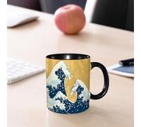 EMCLKS Mug en céramique, 330ml, tasse à thé, tasse cafe, tasse drole, cadeau drole, cadeau homme, mug cafe, Matériaux de fond pour estampes Ukiyo-e représentant des vagues marines