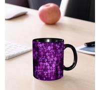 EMCLKS Mug en céramique, 330ml, tasse à thé, tasse cafe, tasse drole, cadeau drole, cadeau homme, mug cafe, arabesque violette sur fond noir
