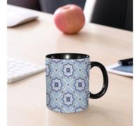 EMCLKS Mug en céramique, 330ml, tasse à thé, tasse cafe, tasse drole, cadeau drole, cadeau homme, mug cafe, Magnifique motif sans raccord sé de carreaux azulejos marocains et portugais bleu foncé