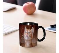 EMCLKS Mug en céramique, 330ml, tasse à thé, tasse cafe, tasse drole, cadeau drole, cadeau homme, mug cafe, Animal, un chaton ange avec des ailes et une auréole, regardant le ciel