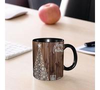 EMCLKS Mug en céramique, 330ml, tasse à thé, tasse cafe, tasse drole, cadeau drole, cadeau homme, mug cafe, Carte de Noël avec des flocons de neige en papier découpé et un vœu sur un fond de mur
