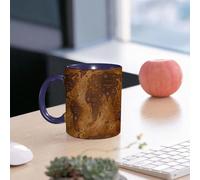 EMCLKS Mug en céramique, 330ml, tasse à thé, tasse cafe, tasse drole, cadeau drole, cadeau homme, mug cafe, Carte du monde vintage rétro océan et montagnes