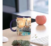 EMCLKS Mug en céramique, 330ml, tasse à thé, tasse cafe, tasse drole, cadeau drole, cadeau homme, mug cafe, Venise, ville italienne, vue du Grand Canal, bateaux naviguant sur les eaux bleues bord