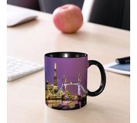 EMCLKS Mug en céramique, 330ml, tasse à thé, tasse cafe, tasse drole, cadeau drole, cadeau homme, mug cafe, Londres, Tower Bridge la nuit, monument historique et culturel d'Europe