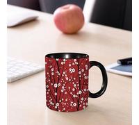 EMCLKS Mug en céramique, 330ml, tasse à thé, tasse cafe, tasse drole, cadeau drole, cadeau homme, mug cafe, Fleur de prunier, une image poétique classique de fleurs de prunier blanches sur fond r