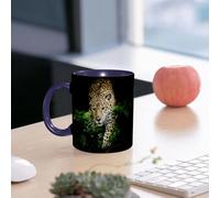 EMCLKS Mug en céramique, 330ml, tasse à thé, tasse cafe, tasse drole, cadeau drole, cadeau homme, mug cafe, Le léopard, le chasseur tacheté de la jungle dense