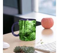 EMCLKS Mug en céramique, 330ml, tasse à thé, tasse cafe, tasse drole, cadeau drole, cadeau homme, mug cafe, Forêt tropicale humide verte, palmiers et plantes exotiques dans la jungle avec un thèm