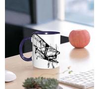 EMCLKS Mug en céramique, 330ml, tasse à thé, tasse cafe, tasse drole, cadeau drole, cadeau homme, mug cafe, Décoration vintage sur le thème des avions, dessin esquissé d'un monoplan, doux et conf