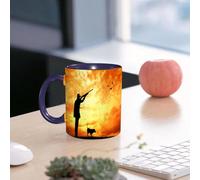 EMCLKS Mug en céramique, 330ml, tasse à thé, tasse cafe, tasse drole, cadeau drole, cadeau homme, mug cafe, Décoration de chasse, Chasseur majestueux au coucher du soleil avec fusil à canard sauv