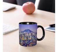 EMCLKS Mug en céramique, 330ml, tasse à thé, tasse cafe, tasse drole, cadeau drole, cadeau homme, mug cafe, L'horizon de Séoul, en Corée du Sud, au crépuscule.