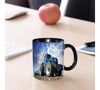EMCLKS Mug en céramique, 330ml, tasse à thé, tasse cafe, tasse drole, cadeau drole, cadeau homme, mug cafe, Les roues du tracteur dans l'immense champ, un agriculteur qui conduit un tracteur qui