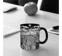 EMCLKS Mug en céramique, 330ml, tasse à thé, tasse cafe, tasse drole, cadeau drole, cadeau homme, mug cafe, New York, NYC, vue de Manhattan depuis le sommet des gratte-ciel, culture urbaine mondi