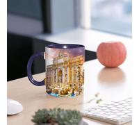 EMCLKS Mug en céramique, 330ml, tasse à thé, tasse cafe, tasse drole, cadeau drole, cadeau homme, mug cafe, Fontaine de Trevi, porte-bonheur, histoire de l'art et de l'architecture mondiale