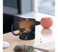 EMCLKS Mug en céramique, 330ml, tasse à thé, tasse cafe, tasse drole, cadeau drole, cadeau homme, mug cafe, Nature morte à l'esthétique macabre avec crâne et fleurs séchées