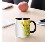 EMCLKS Mug en céramique, 330ml, tasse à thé, tasse cafe, tasse drole, cadeau drole, cadeau homme, mug cafe, Fleur jaune, bouquet romantique de tulipes, plante célèbre des Pays-Bas