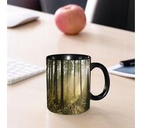 EMCLKS Mug en céramique, 330ml, tasse à thé, tasse cafe, tasse drole, cadeau drole, cadeau homme, mug cafe, Forêt de conifères d'automne par un matin brumeux.