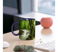 EMCLKS Mug en céramique, 330ml, tasse à thé, tasse cafe, tasse drole, cadeau drole, cadeau homme, mug cafe, Forêts tropicales humides et rivière rocheuse à Selangor, en Malaisie