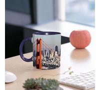 EMCLKS Mug en céramique, 330ml, tasse à thé, tasse cafe, tasse drole, cadeau drole, cadeau homme, mug cafe, États-Unis, pont de San Francisco et paysage urbain Métropole financière D