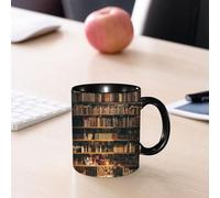 EMCLKS Mug en céramique, 330ml, tasse à thé, tasse cafe, tasse drole, cadeau drole, cadeau homme, mug cafe, étagère de bibliothèque avec des livres, rat de bibliothèque
