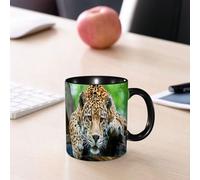 EMCLKS Mug en céramique, 330ml, tasse à thé, tasse cafe, tasse drole, cadeau drole, cadeau homme, mug cafe, Image de la trace d'un jaguar de la jungle sud-américaine, animal sauvage carnivore