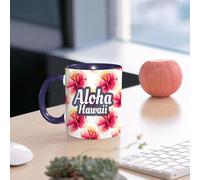 EMCLKS Mug en céramique, 330ml, tasse à thé, tasse cafe, tasse drole, cadeau drole, cadeau homme, mug cafe, Décorations hawaïennes, fleurs tropicales Aloha Hawaii