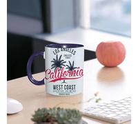 EMCLKS Mug en céramique, 330ml, tasse à thé, tasse cafe, tasse drole, cadeau drole, cadeau homme, mug cafe, Typographie de Los Angeles, Californie. Graphisme pour t-shirt avec palmiers tropicaux.