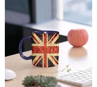 EMCLKS Mug en céramique, 330ml, tasse à thé, tasse cafe, tasse drole, cadeau drole, cadeau homme, mug cafe, Le drapeau grunge du Royaume-Uni ou Union Jack