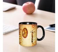 EMCLKS Mug en céramique, 330ml, tasse à thé, tasse cafe, tasse drole, cadeau drole, cadeau homme, mug cafe, Décoration de figures humaines tribales à texture rétro, avec des totems primitifs