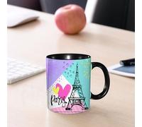 EMCLKS Mug en céramique, 330ml, tasse à thé, tasse cafe, tasse drole, cadeau drole, cadeau homme, mug cafe, T-shirts et cartes imprimés Paris. Lettrage à la main. Design pour filles. Imprimé girl