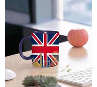 EMCLKS Mug en céramique, 330ml, tasse à thé, tasse cafe, tasse drole, cadeau drole, cadeau homme, mug cafe, Drapeau nnique, monuments londoniens sous le drapeau national