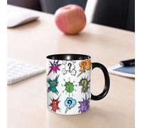 EMCLKS Mug en céramique, 330ml, tasse à thé, tasse cafe, tasse drole, cadeau drole, cadeau homme, mug cafe, Bulles de dialogue pop art avec points d'interrogation.