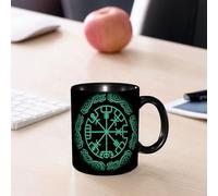 EMCLKS Mug en céramique, 330ml, tasse à thé, tasse cafe, tasse drole, cadeau drole, cadeau homme, mug cafe, Vegvisir, la boussole de navigation magique des anciens Vikings islandais, avec une ill
