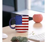 EMCLKS Mug en céramique, 330ml, tasse à thé, tasse cafe, tasse drole, cadeau drole, cadeau homme, mug cafe, Ensemble de drapeaux américains rustiques, Fête nationale américaine du 4 juillet (B)