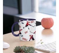 EMCLKS Mug en céramique, 330ml, tasse à thé, tasse cafe, tasse drole, cadeau drole, cadeau homme, mug cafe, Joueur de hockey sur glace en action - fond vectoriel sans raccord pour inscription imp