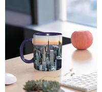 EMCLKS Mug en céramique, 330ml, tasse à thé, tasse cafe, tasse drole, cadeau drole, cadeau homme, mug cafe, New York, Manhattan, crépuscule, horizon, Empire State Building