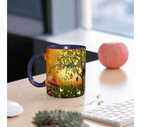 EMCLKS Mug en céramique, 330ml, tasse à thé, tasse cafe, tasse drole, cadeau drole, cadeau homme, mug cafe, Décor féerique, forêt enchantée avec fées, papillons et elfes