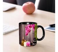 EMCLKS Mug en céramique, 330ml, tasse à thé, tasse cafe, tasse drole, cadeau drole, cadeau homme, mug cafe, Spa relaxant avec pierres, orchidées, bougies et huiles essentielles, spa paisible - ga